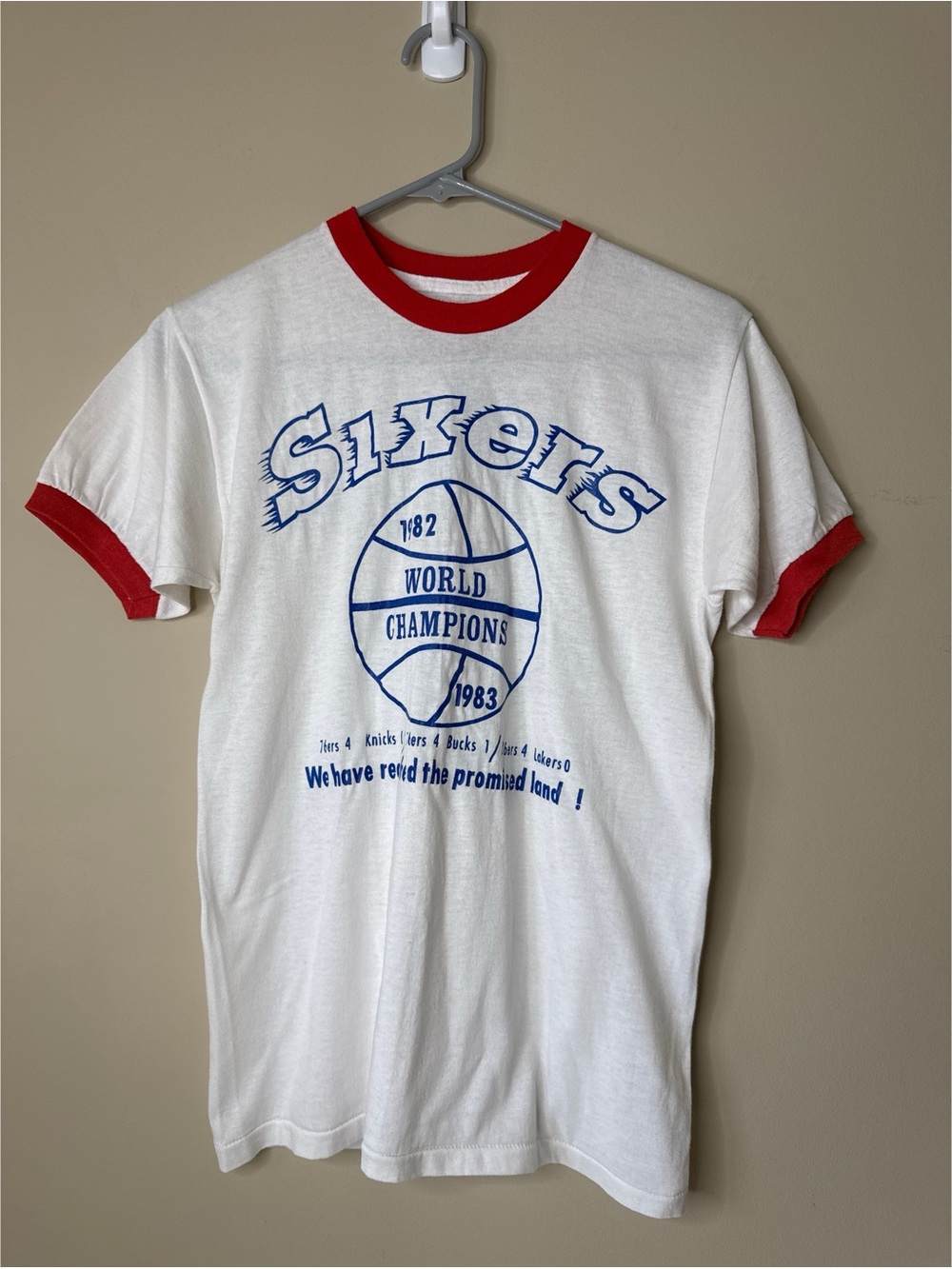 Vintage 1983 Philadelphia 76ers World Champions Ringer Tee Single Stitch